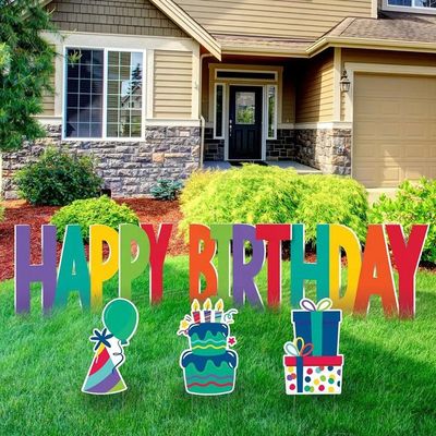 La tarjeta 4m m de la yarda de Corflute acanaló muestras plásticas de la yarda del cumpleaños
